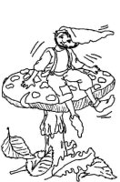 A coloring page of gnomes